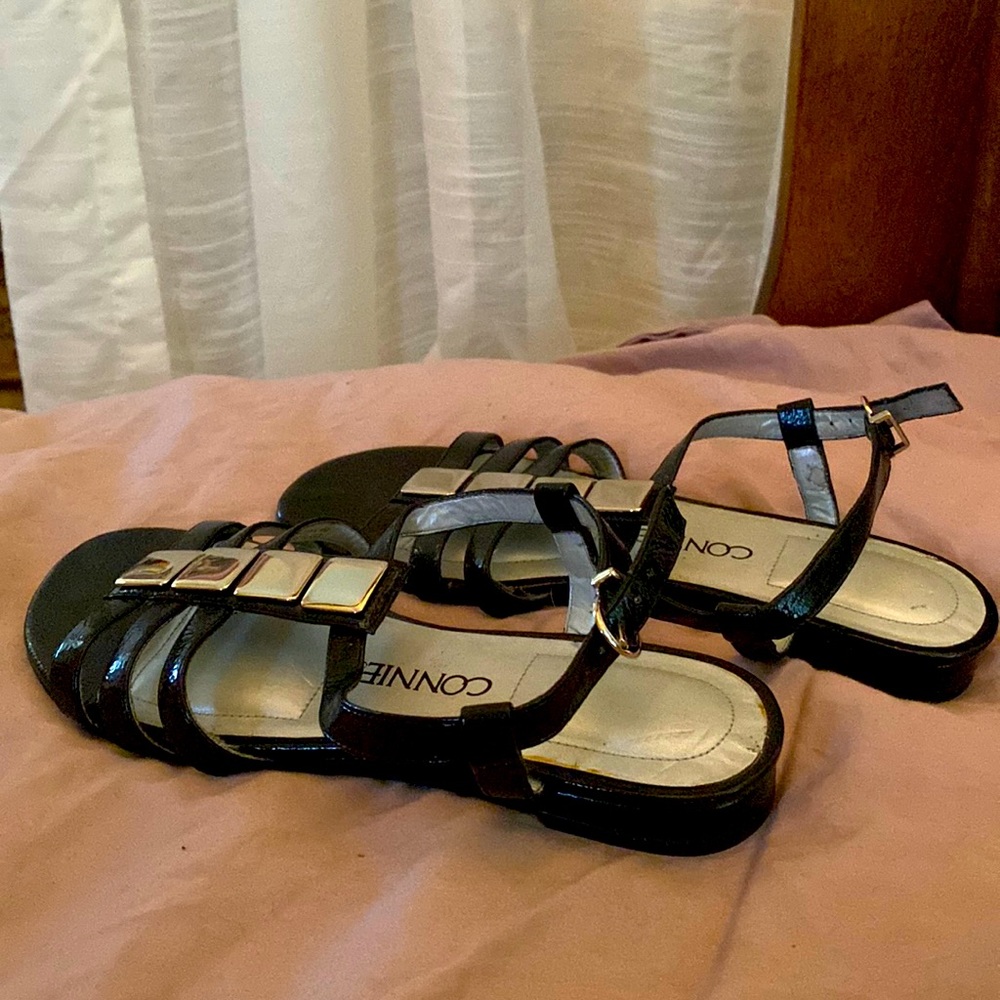 Patent flat sandals